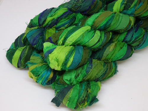 Greens Sari Silk Ribbon