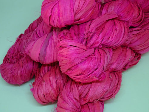 Bright Pink Sari Silk Ribbon-