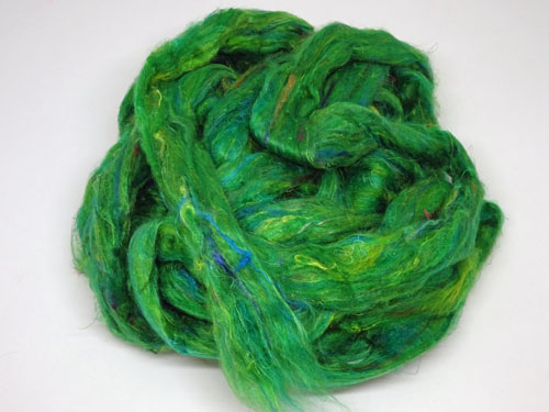 Sari Silk Roving - Gorgeous Green-