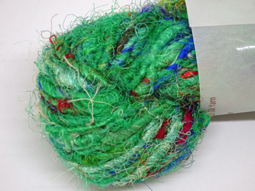 Green Sari Silk Yarn-