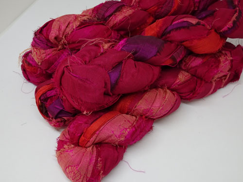 Pink Sari Silk Ribbon-