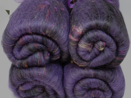 Purple and Black Merino/Sari Silk.Bamboo Batts-