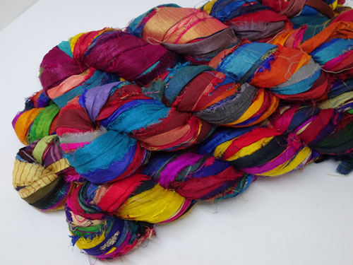 Multi Coloured Sari Silk Ribbon-