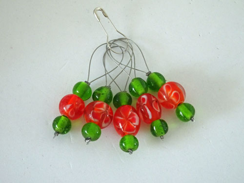 Stitch Markers - Orange and Green (5)-